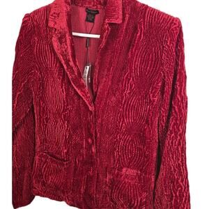 Sara Isabella Cocktail Blazer Women Small Red Crushed Velvet Cardigan